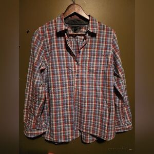 Tommy Hilfiger Plaid Tunic Shirt Womens Size Large Cotton